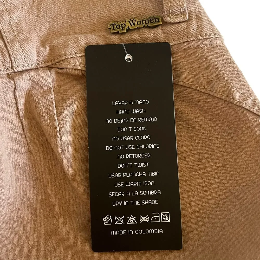 Top Women Khaki High-Waisted Pants No Pockets Size 11 Stretch fabric Casual wear